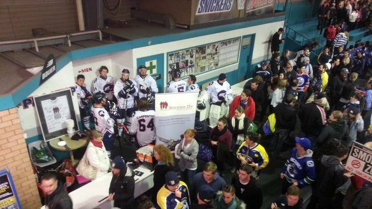 Players and fans are never that far separated in the AIHL. Photo: Will Brodie