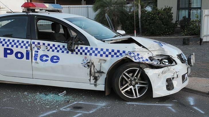 The two officers were injured after their squad car was rammed. Photo: WA Police 