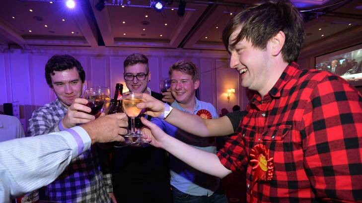 Better Together campaigners celebrate the Clackmannanshire "No" result at the Marriott in Glasgow. Photo: Getty