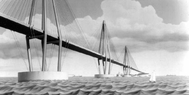 A proposed bridge across the English Channel by EuroRoute. Image via CBRD.