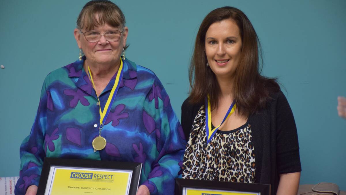Choose Respect Champions Glenys Osborn and Carmen Kowal were recognised for their contribution to the Bunbury community at a presentation last Friday. 