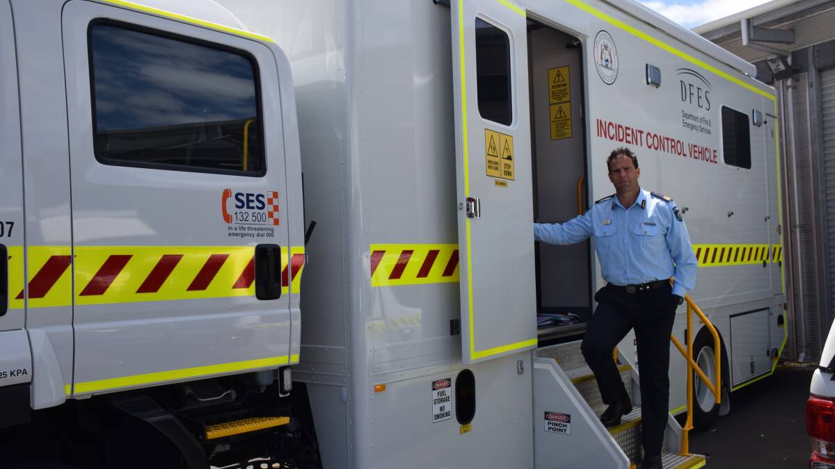 Department of Fire and Emergency Services South West Superintendent Ricky Curtis with the region's new mobile emergency control vehicle.