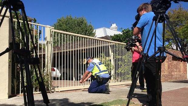 Police arrived at Troy Buswell's home to photograph the crash site. Photo: Ten News Perth.