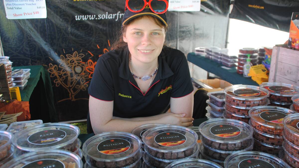 Rebecca Collis mans the Solarfruit stall.
