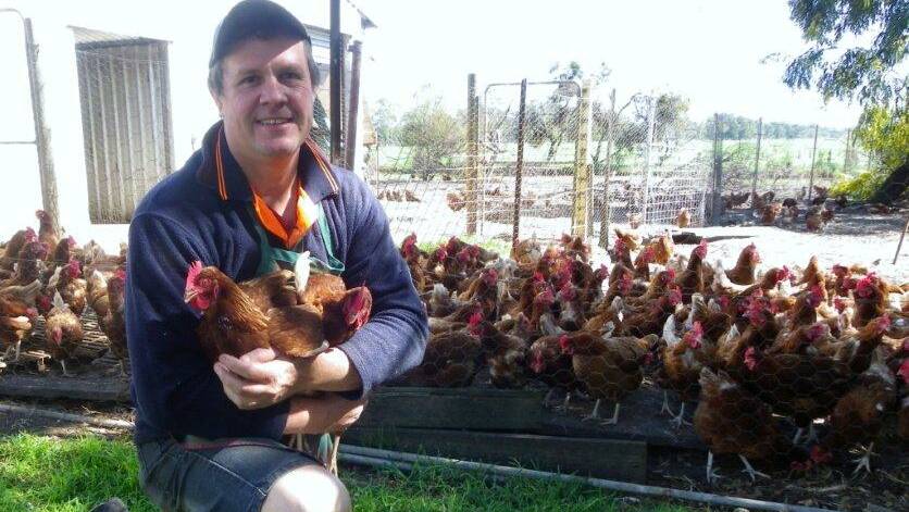 Boyanup egg farmer Brian Tucker with his ‘girls’.