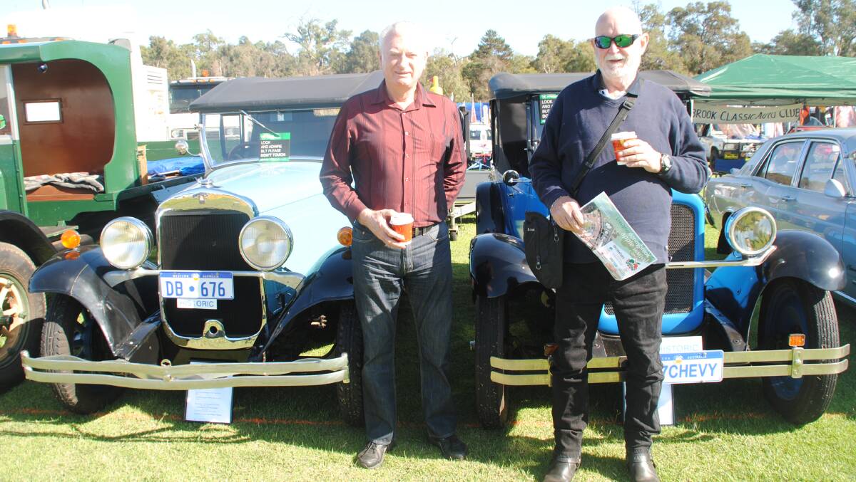 Kevin James and Rex Griffin of Bunbury check out the vintage cars.