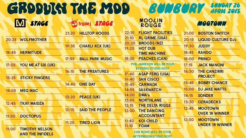 Groovin the Moo Line-up.