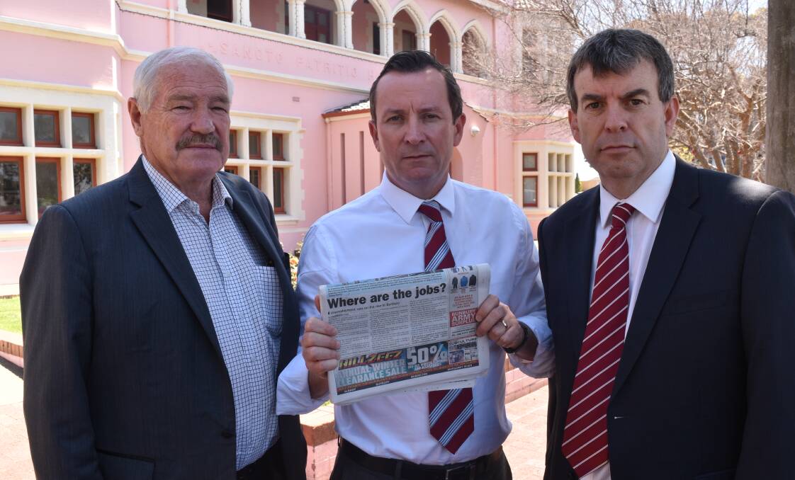 Member for Collie Preston Mick Murray, WA Labor Leader Mark McGowan and Shadow Minister for Water Dave Kelly.