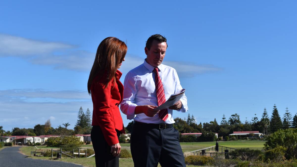 WA Labor leader Mark McGowan with MLC Adele Farina at Monday's press conference held at the proposed DEPAW headquarters site.