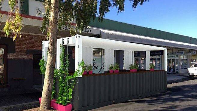 The proposed sea container structure to increase the Bunbury CBD's alfresco dining options. 