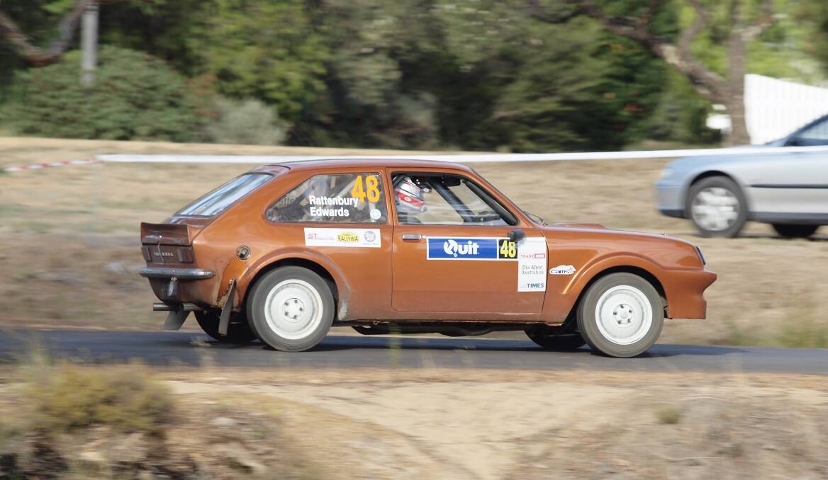 Rex Rattenbury from Bunbury and his co-driver Jeremy Edwards from Roelands in a Vauxhall Chevette. 