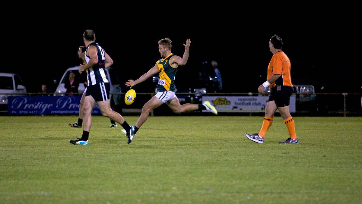 Brodie Bramich nailed three goals for Augusta-Margaret River on Saturday night. Photo: Sophia Clements. 