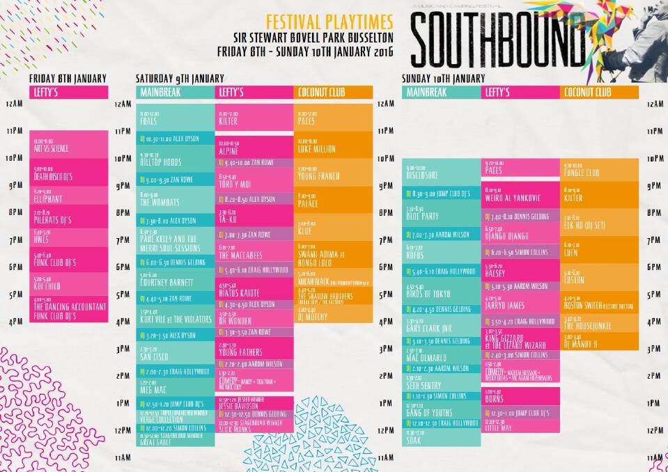 2016 Southbound festival planner has been released. 