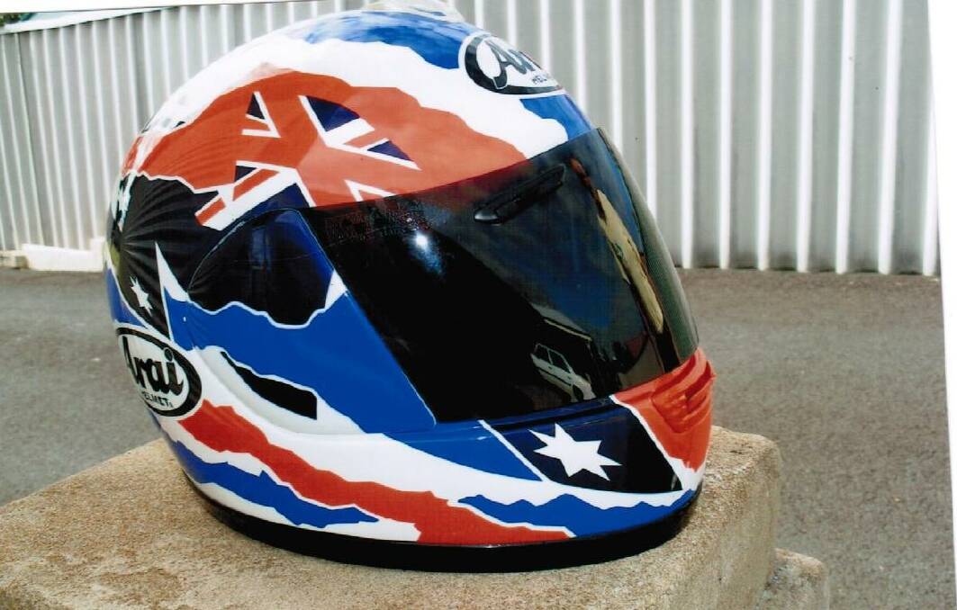 This Mick Doohan helmet was stolen from Ray Buck’s shed. 
