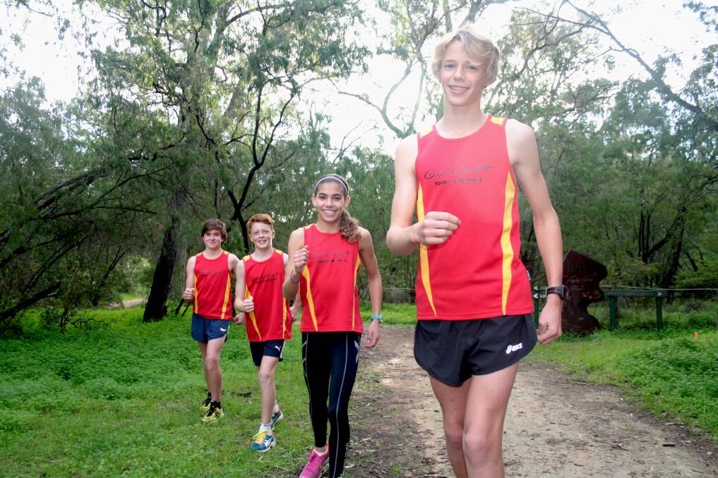 Bunbury students Zack Rankin, Jak Watson, Courtney Butlion and Bailey Taylor who will compete in the National Cross Country Championships in Albany in August. 