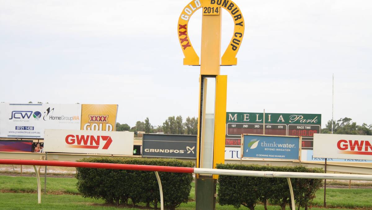 The finish post at the 2014 Bunbury Cup.