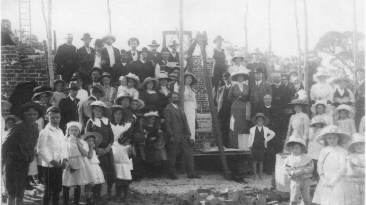 The laying of the foundation stone at South Bunbury Primary School in 1913. Used by permission.