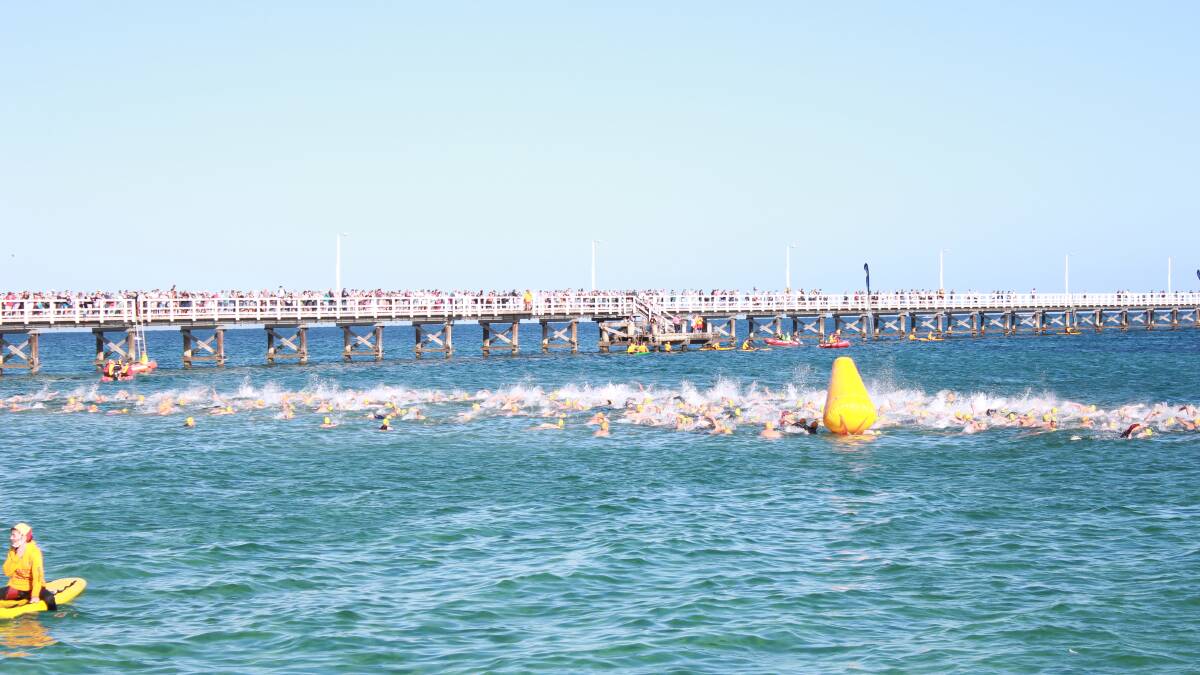 The starting line for the 2014 Busselton Jetty Swim.