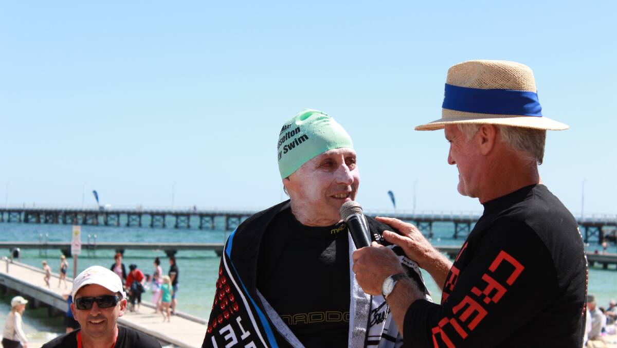 The last swimmer spent two hours in the ocean but still managed to complete the full 3.6 kilometre course.