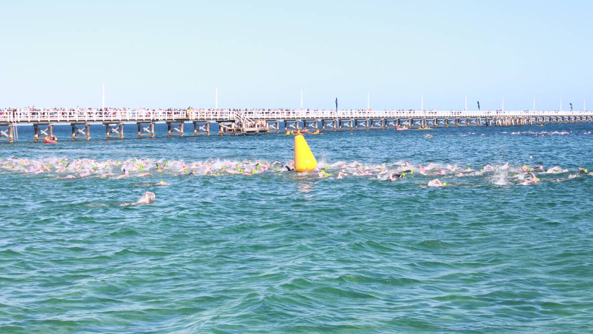 The starting line for the 2014 Busselton Jetty Swim.