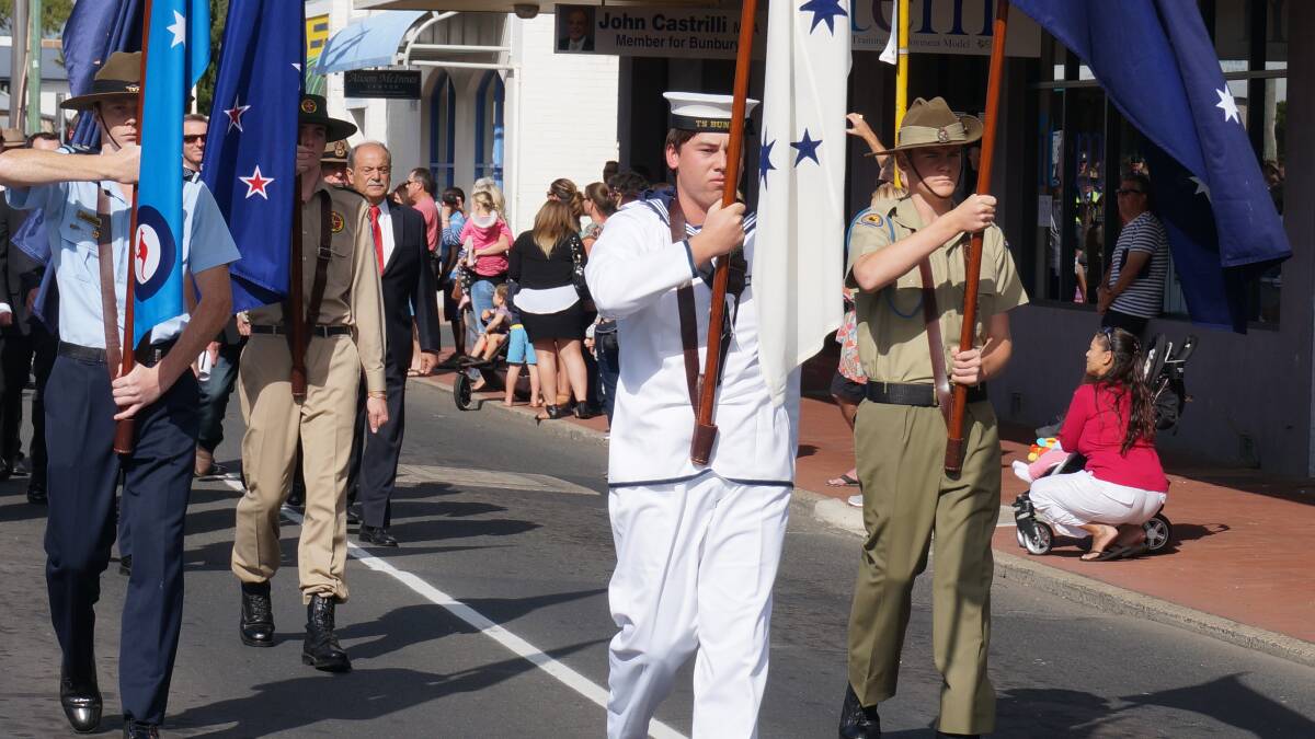 Bunbury's Anzac Day Parade, starting at the RSL and marching to Graham Bricknell Music Shell. 