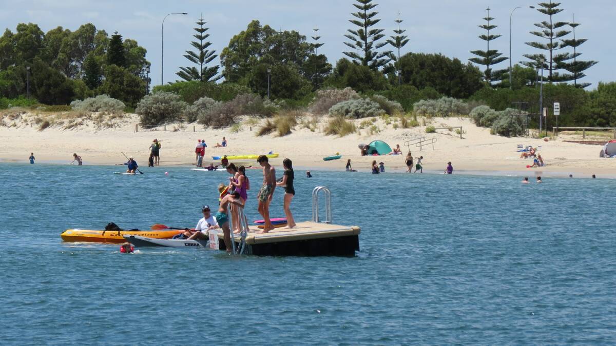 Koombana Bay's swimming pontoon is back for a second summer. 
