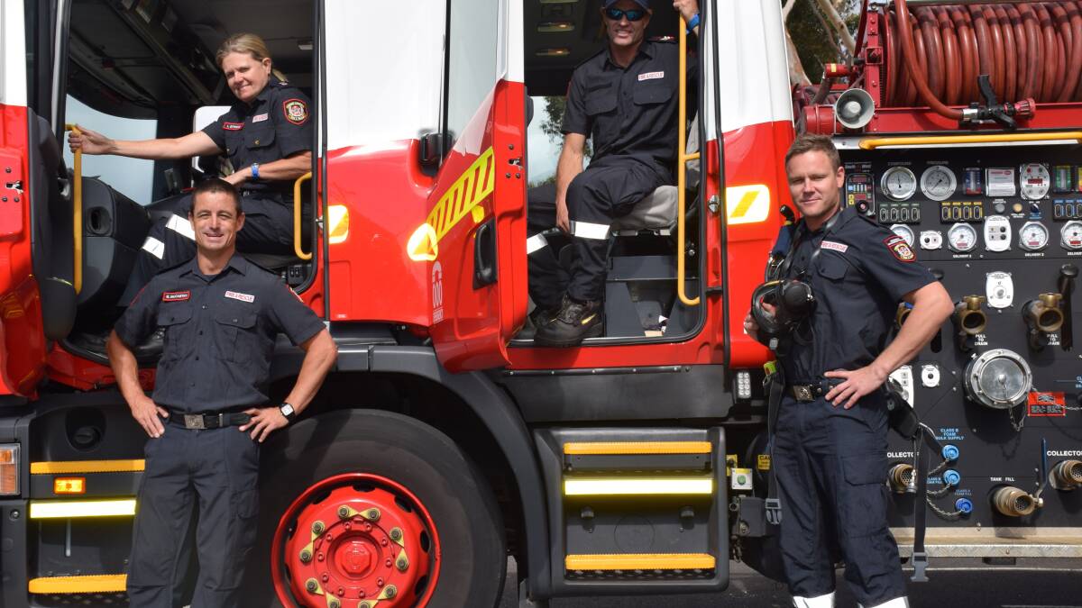 Bunbury firefighters Gavin McCarthy, Lexie Bowring, Russell Ord and Matt Hartwich.