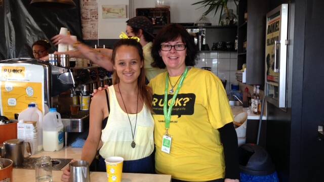Cafe 140 staff member Aimee Jan and headspace Bunbury manager Nicky Smith are asking an important question. 