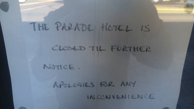 A handwritten note informed the public that the venue had closed until further notice. 