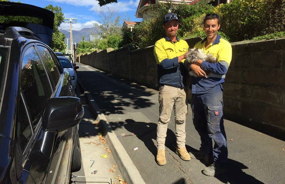 Jen Rayner labelled the two tradesmen who rescued Audrey as her heroes. Picture: Jen Rayner's Facebook page