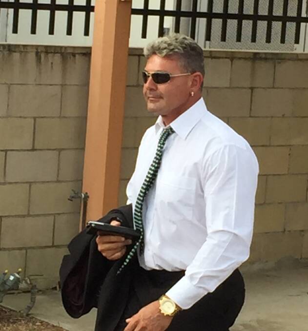ACCUSED: Michael Diamond leaving Raymond Terrace courthouse after the first day of his hearing into allegations of drink driving and firearm offences. 