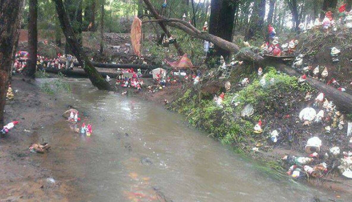 Wellington Mill’s Gnomesville was flooded last week after a downpour.