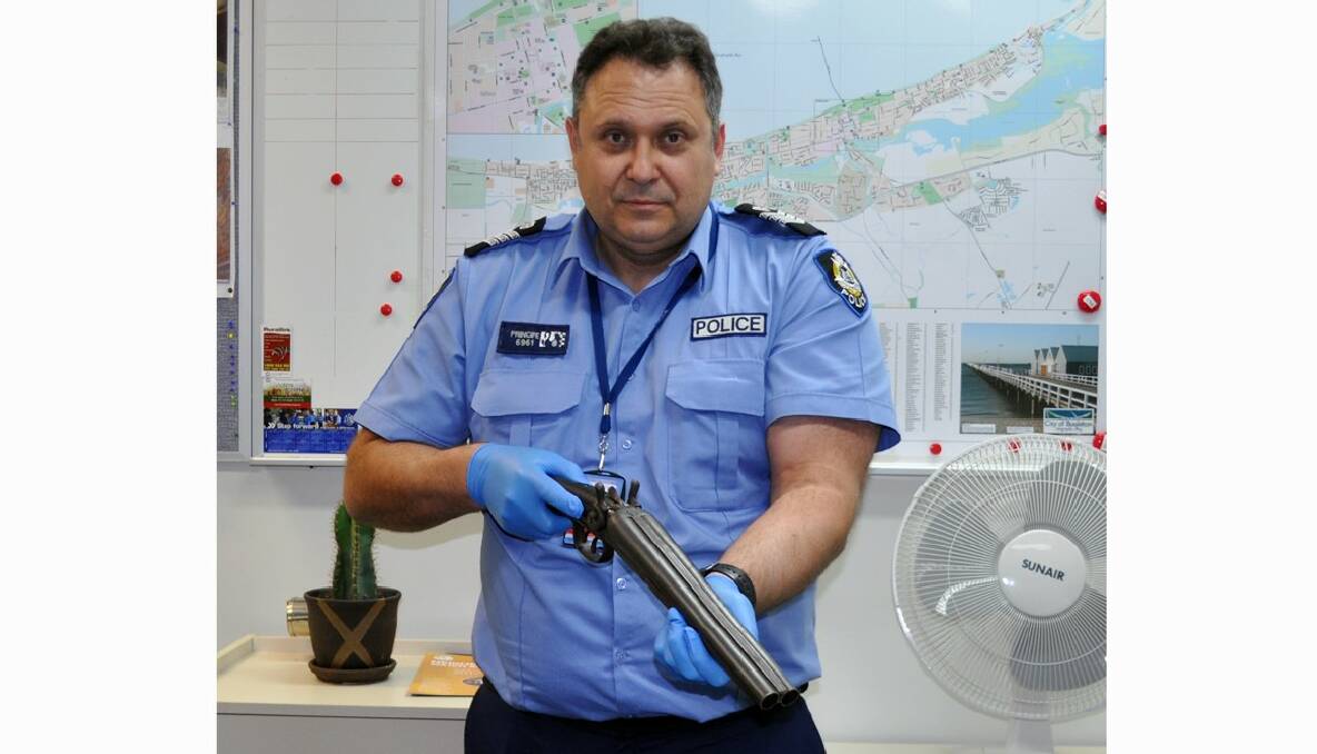 Busselton police charged a 30-year-old man after they uncovered a stolen sawn-off shotgun during a search of a Geographe house on Friday morning. Photo: Busselton-Dunsborough Mail.