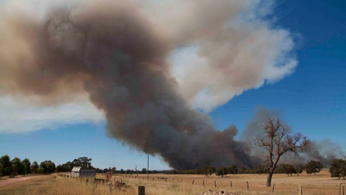 Jakob Troy-Johnston took these photos of an out of control bushfire near Harvey yesterday.