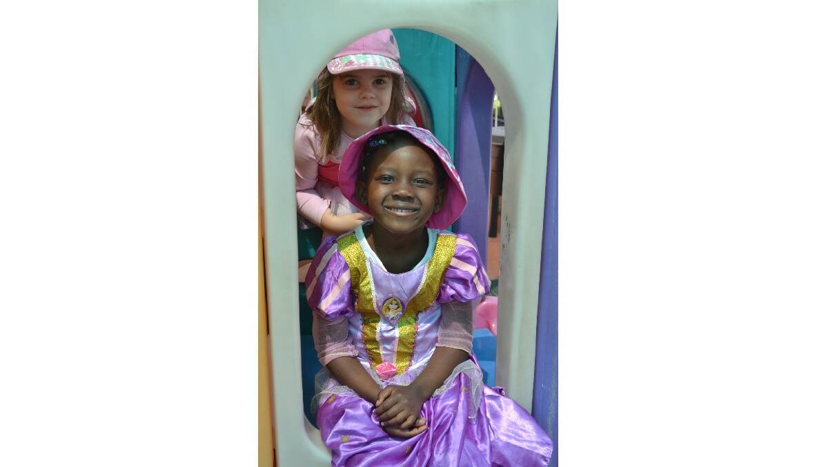 ESPERANCE Cubbyhouse Playgroup children Laura Chadwick and Zawadi Nyambundi dress up to raise funds for Telethon. Photo: Esperance Express.