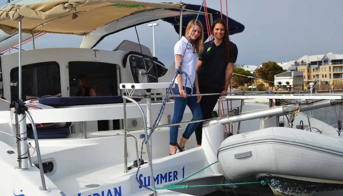 Sailing girls: National sailing champion Jessica Watson visited Mandurah last Friday, in support of local sensation Kate Lathouras’ campaign for the 2016 Rio Olympics. Photo: Mandurah Mail.