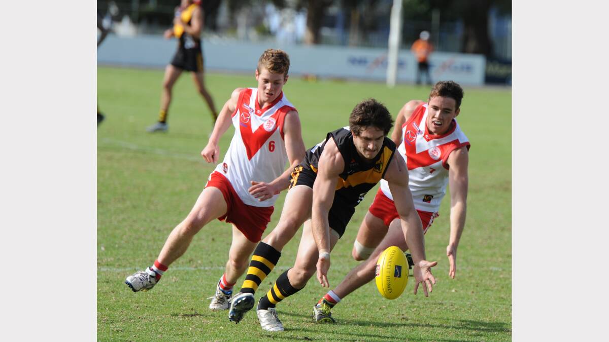 South Bunbury's Ben Field, Ryan Sheehan and Keelan Smith. Photo by Ted May.