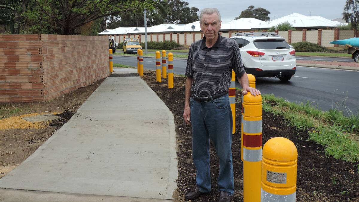 Bunbury man Doug Merriman hopes that recently installed bollards might protect his home from further car crashes. 