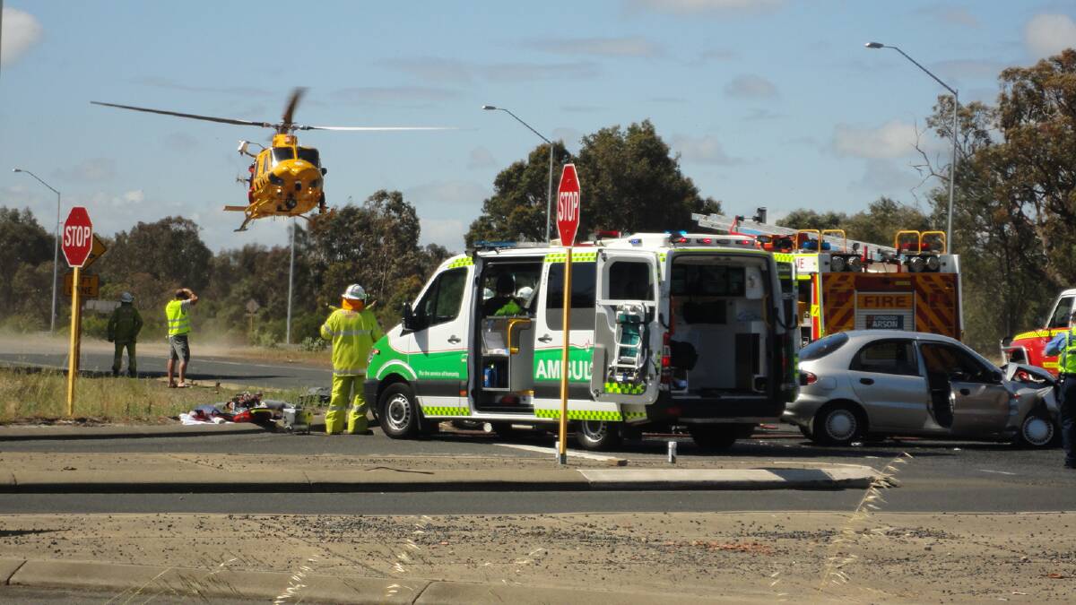 A woman was taken by RAC Rescue helicopter to Royal Perth Hospital yesterday after a crash near Australind yesterday. 