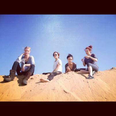 Courtney Eaton on the set of Mad Max in India. 