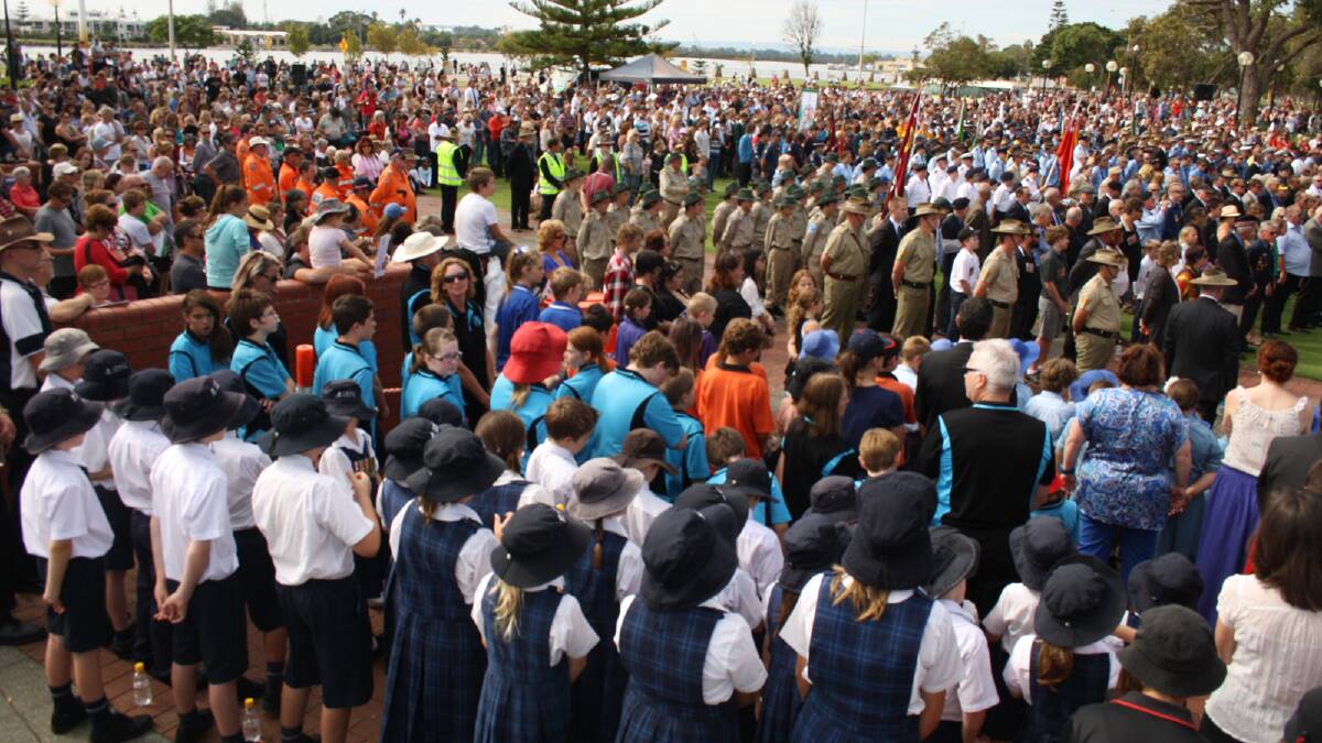 Anzac Day official ceremony at the Graham Bricknell Shell in Bunbury. 