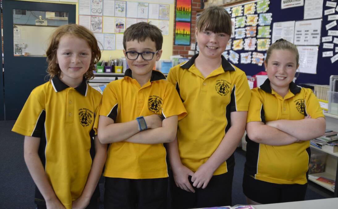 Excited for Christmas: Capel Primary School year four students Lawson Sleer, Jack Padman, Abby Fettus and Lexie O'Niell. Photo: Pip Waller. 