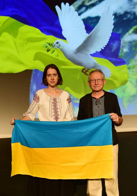 Support for Ukraine: Guest speakers Olena Yukhymets and Bohdan Mykytiuk. Pictures: David Bailey 