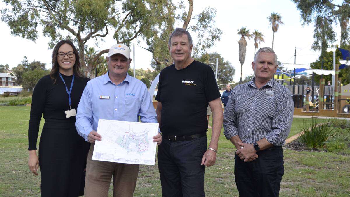 Plans revealed: Discovery Parks Group Regional Operations Manager David Temby showed off the plans for the expansion with City of Bunbury officials. Picture: Pip Waller 
