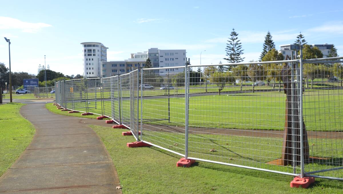 Fenced off: Luciana Park was closed off to the public for the construction of the new youth precinct in April. Picture: Pip Waller 