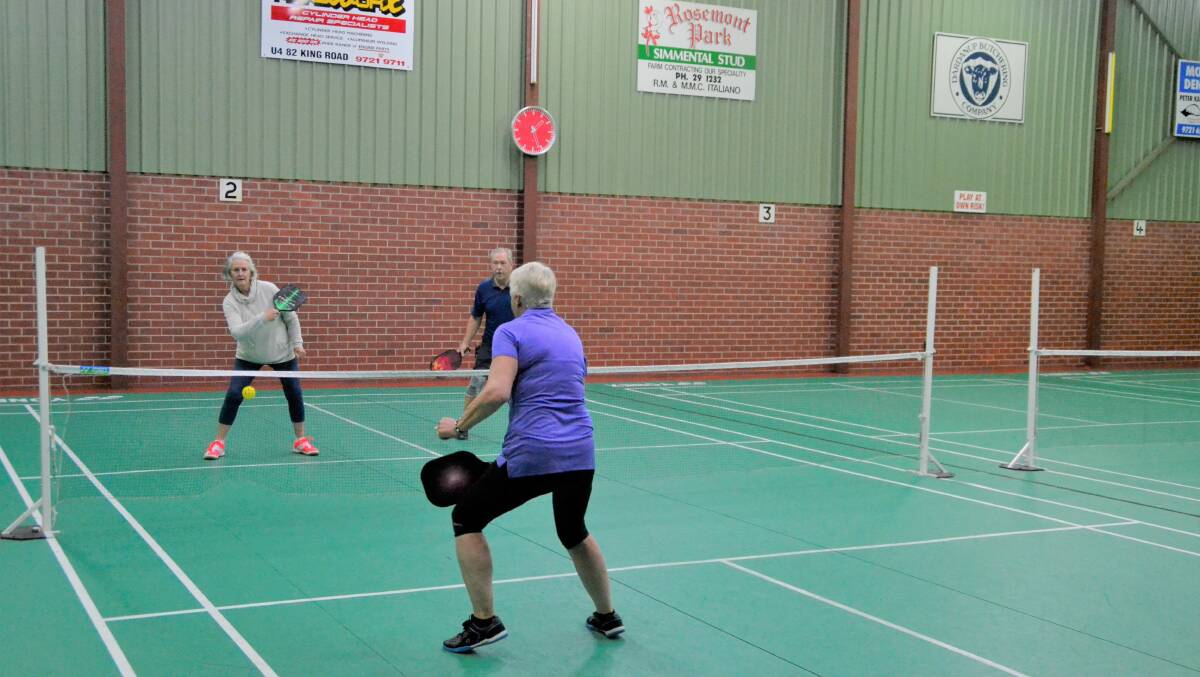 A new sport: Pickleball fanatics at the badminton courts at the Hay Park Multi-Sports Pavilion. Picture: Pip Waller 