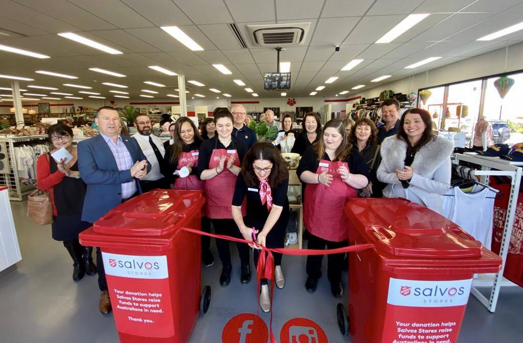 Shire of Harvey president Paul Gillet, Harvey councilor Amanda Lovitt, Salvation Army Bunbury corp officers Mark and Zoe Schatz, Salvos Stores regional manager Sean Burgess, Salvos Stores southern area manager Kelly Morrison and Salvos Stores chaplain Richard Wiltshire at the Treendale Salvo Store's grand opening on September 10. Photo is supplied.
