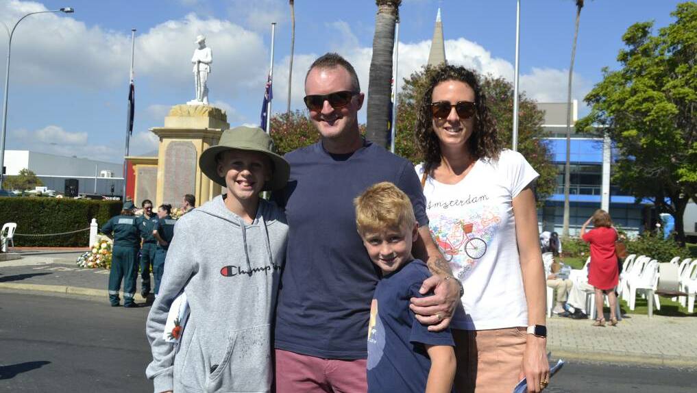 Jaxon, Ryan, Abel and Natasha Godwin at the 2021 ANZAC Day service. Picture: Pip Waller 