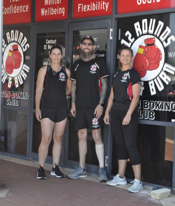 One year on: Eaton Boxing Club owner Dion Billett with trainers Bec Mepham and Michelle Johnson at the club located on Albatross Crescent. Photo: Pip Waller.