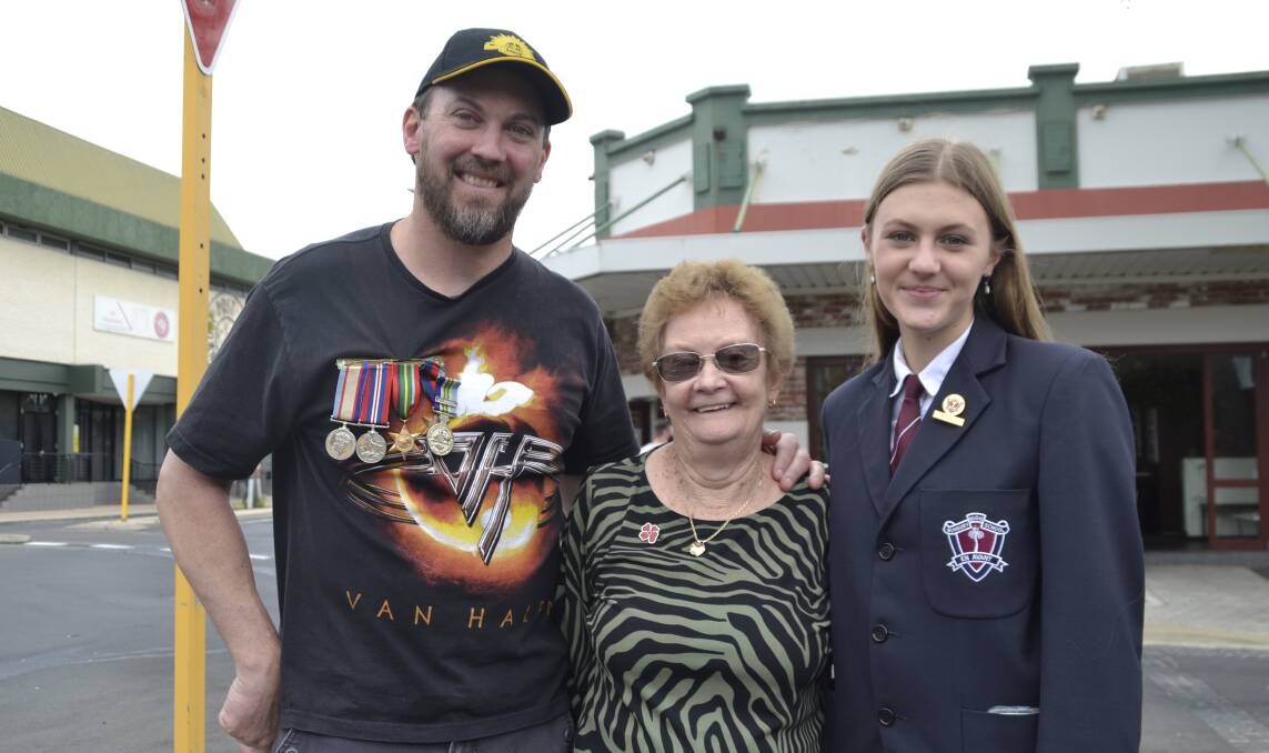 Lest We Forget: Shane, Marie and Jessika Coenen. Picture: Pip Waller 